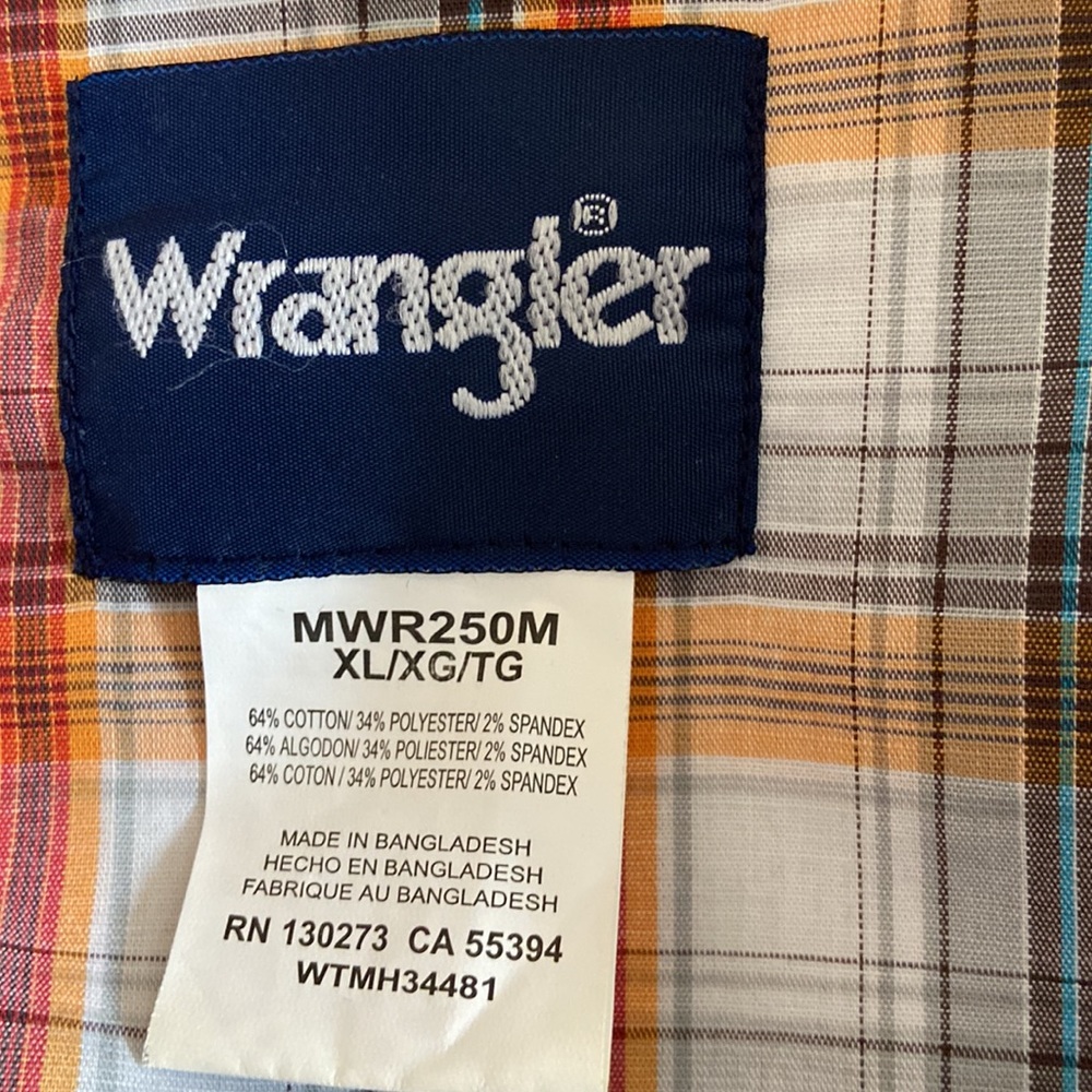 Wrangler Mens XLarge Western Plaid Pearl Snap Long Sleeve Shirt Pockets Rodeo - Picture 8 of 9
